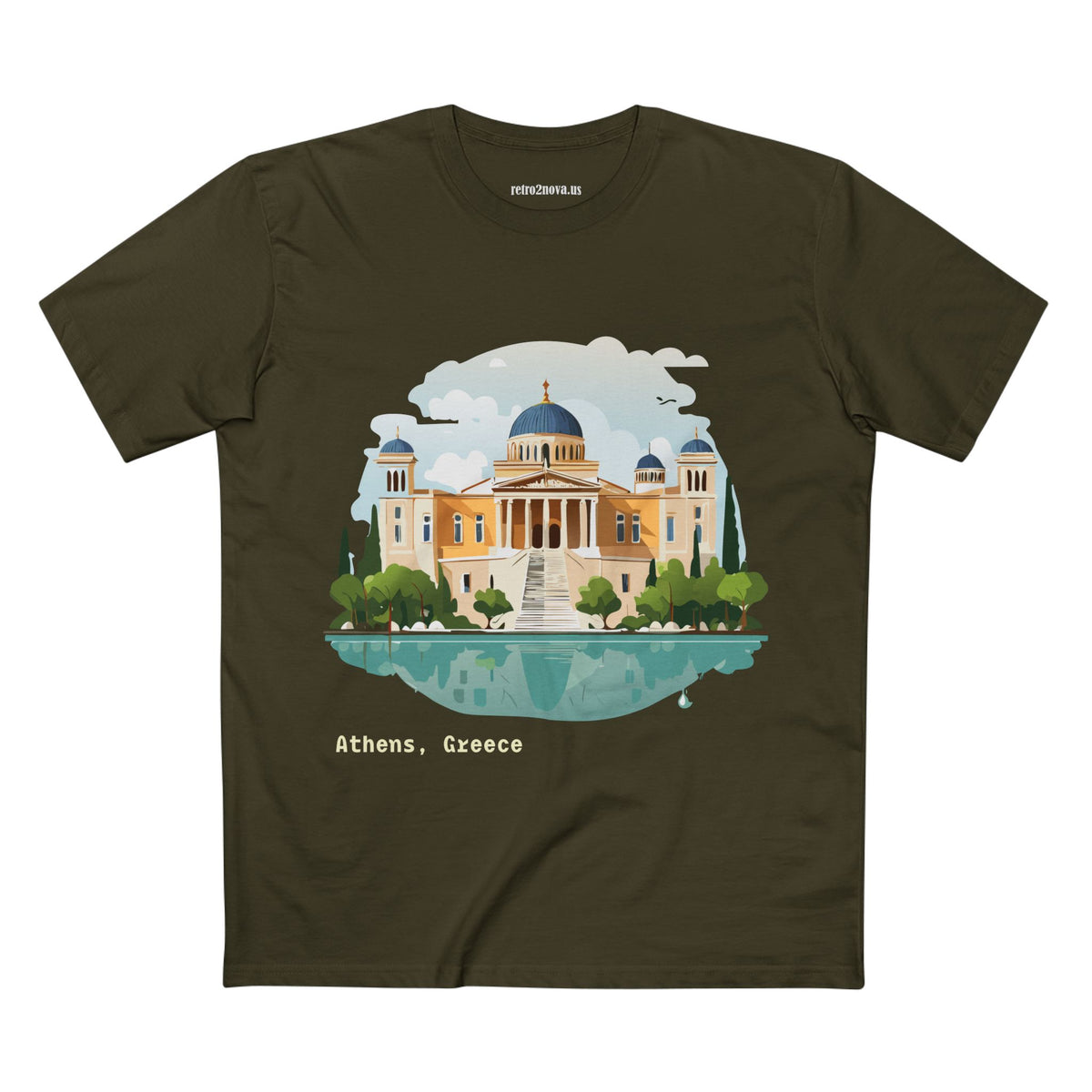 Athens Greece Illustration T-Shirt | Acropolis Temple Travel Tee