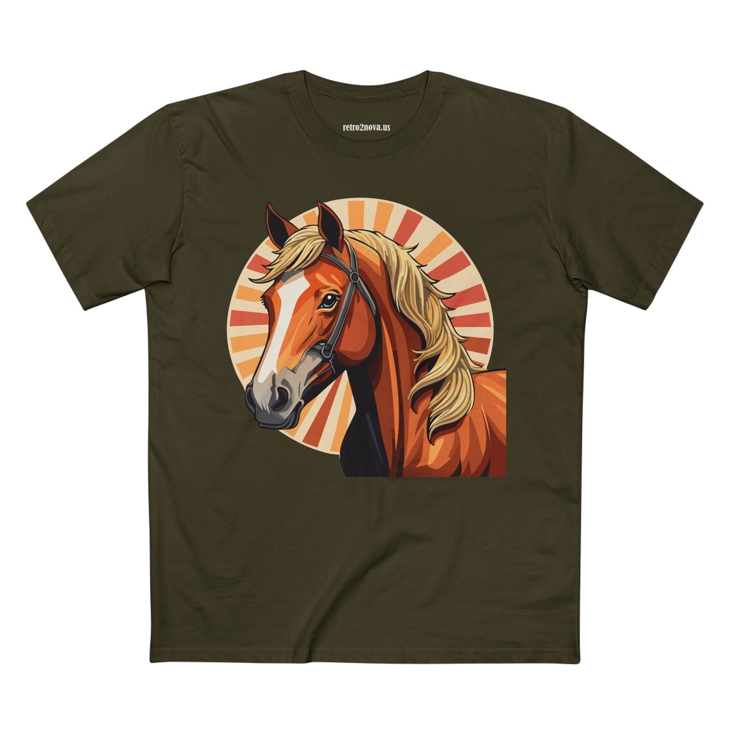 Unisex Premium Cotton Art Tee Featuring Horse Illustration Retro2Nova Animals Shirt Collection For All Seasons