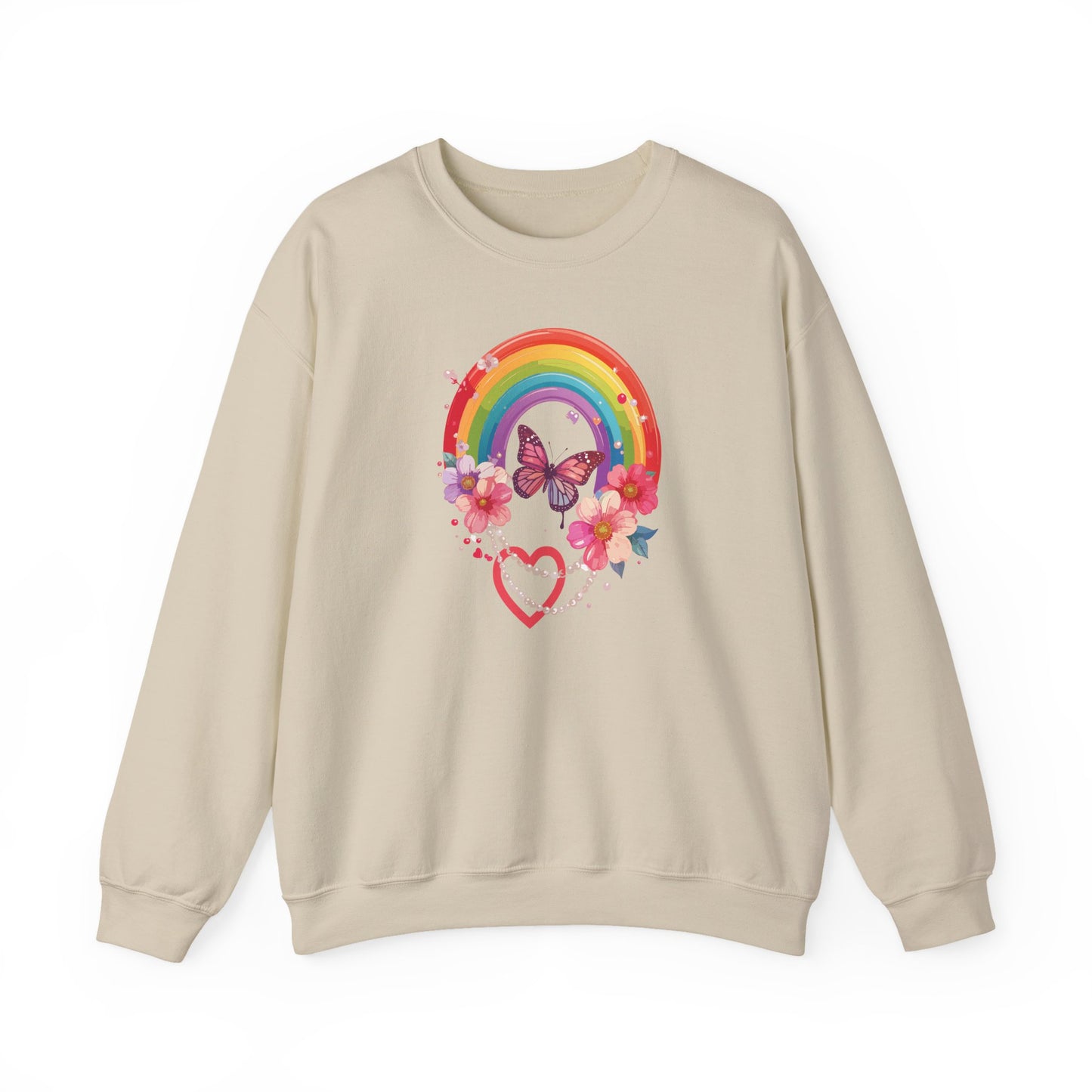 Rainbow Heart Sweatshirt, Floral Heart Sweatshirt, Floral Love Sweatshirt, Valentine's Day Sweatshirt, Rainbow Heart Floral Sweatshirt 106
