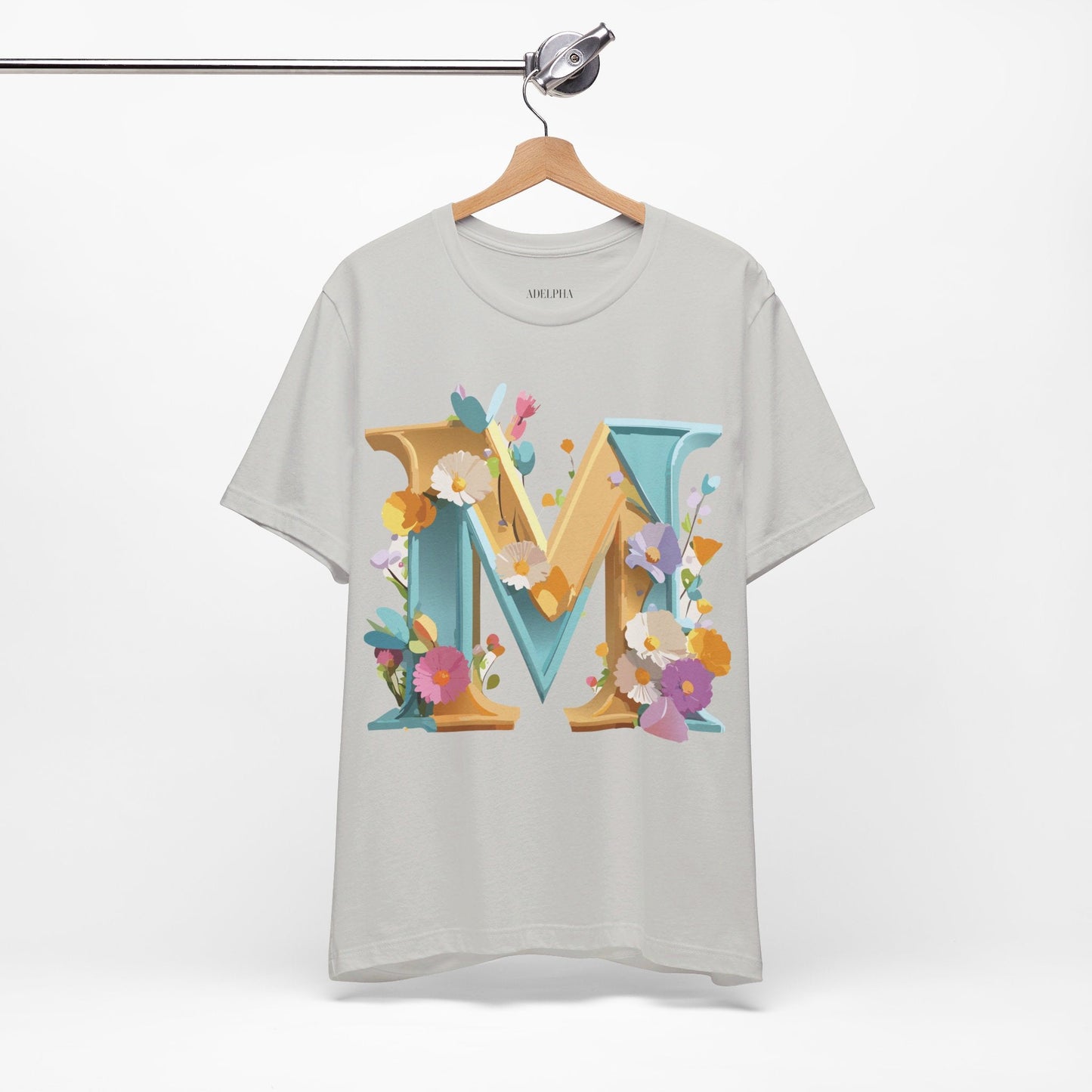 Letter M Shirt Unisex Graphic Tee Vintage Inspired Artwork Adelpha Jersey Short Sleeve
