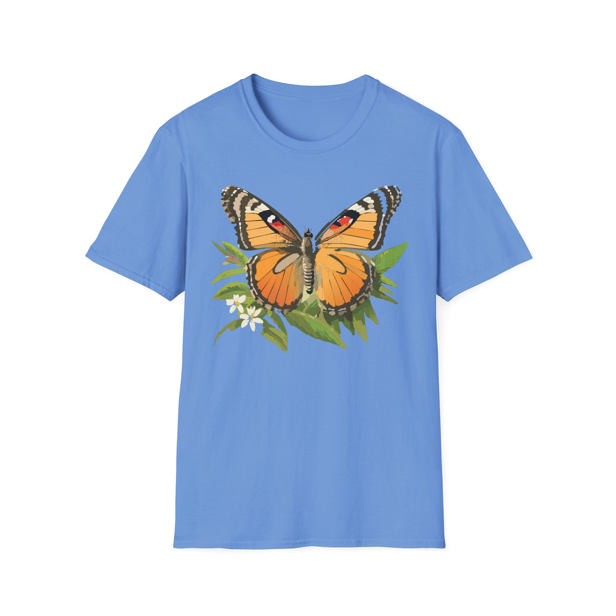 Butterfly Nature T-Shirt — Orange Monarch Illustration Graphic Tee Unisex 100 Cotton Gildan T-Shirt