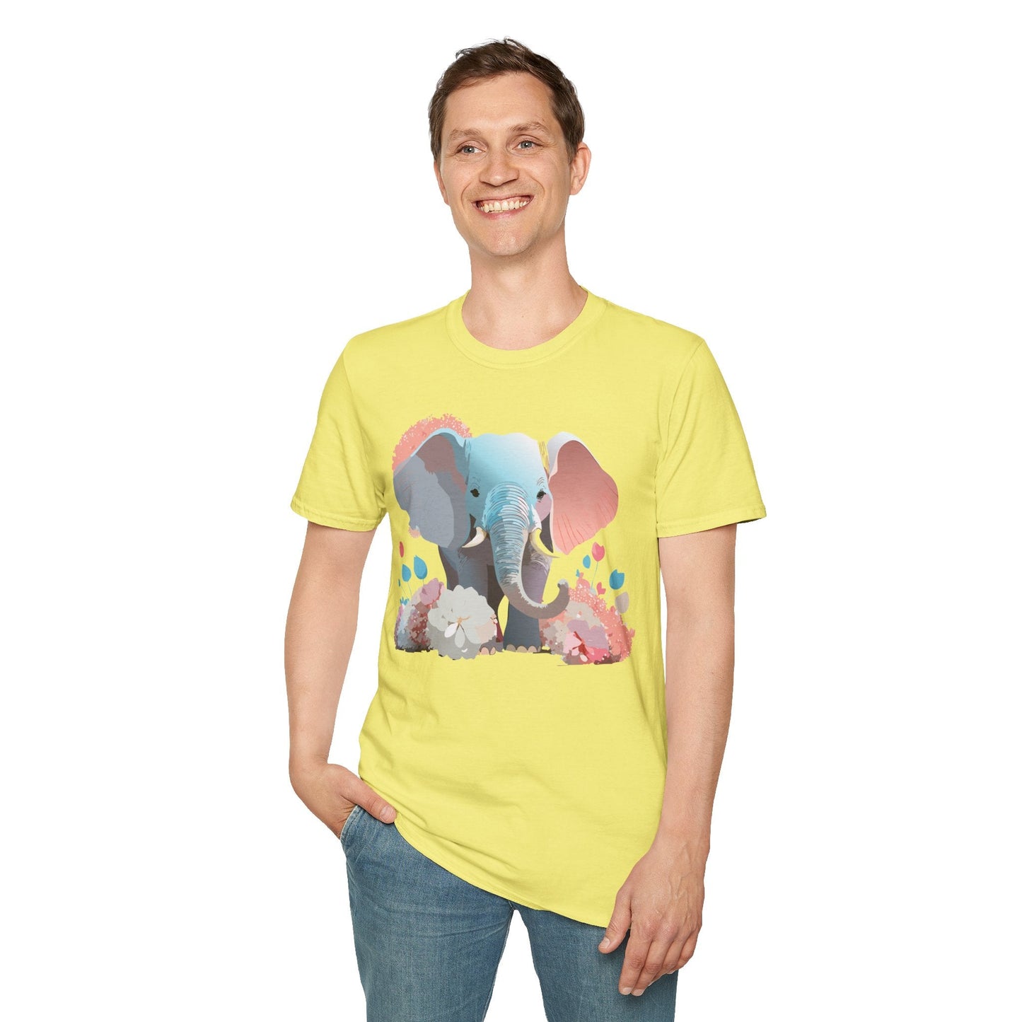 Elephant T Shirt Unisex Softstyle Graphic Tee With Elephant Animation Animal Print