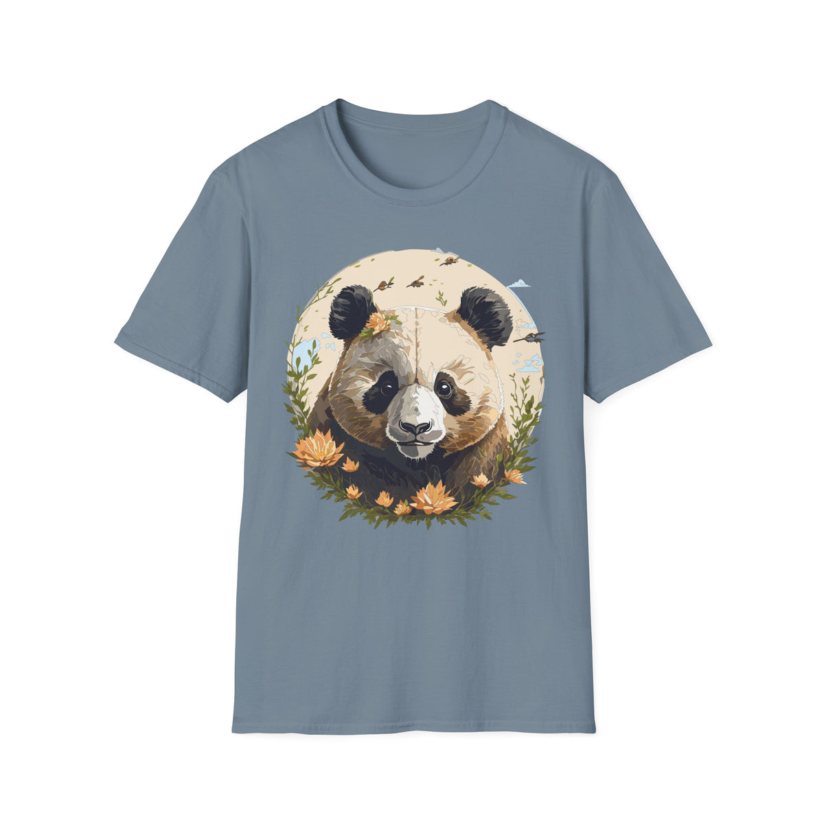 Floral Panda Illustration T-Shirt | Cute Bamboo Bear Graphic Tee