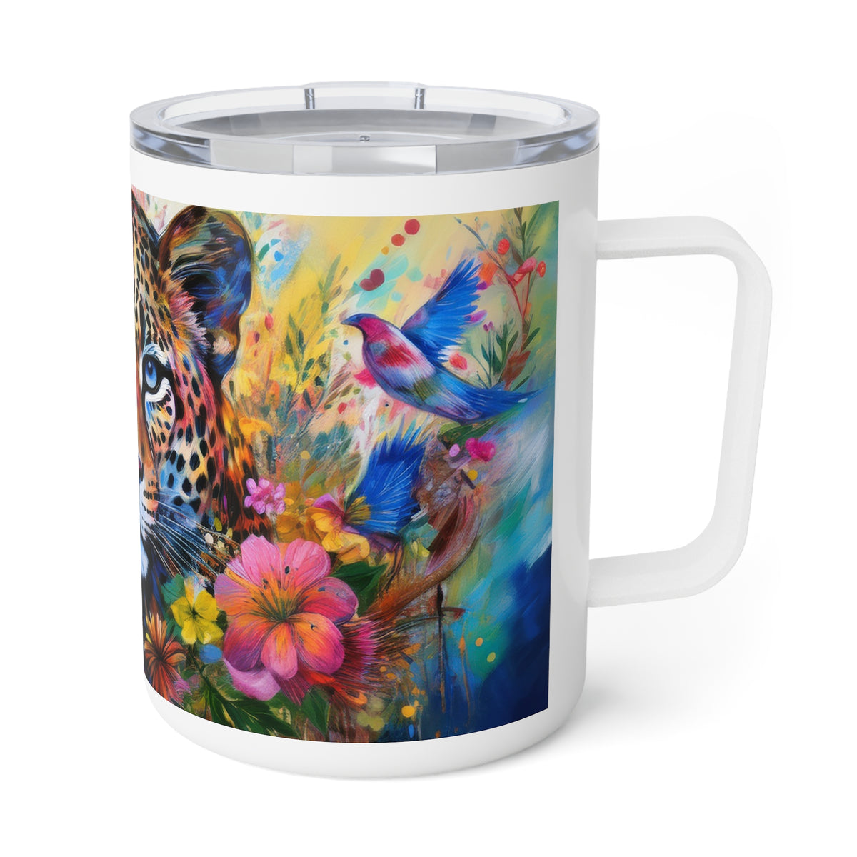 38 Art Design Insulated Coffee Mug Clear Lid 10oz Insulated Coffee Mug 10oz