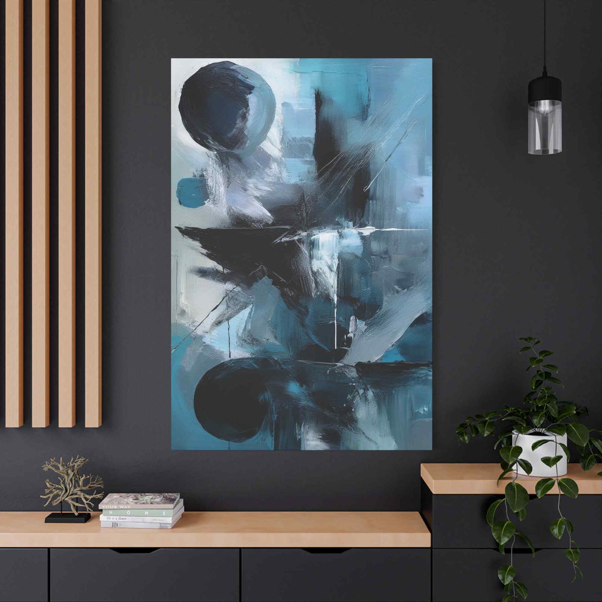 Blue Abstract Painting Print Canvas 20x24,20x30,24x30, 24x32,24x36,30x40, 32x48,36x48,40x60 Pine-Wood Inner Frame ABS-29