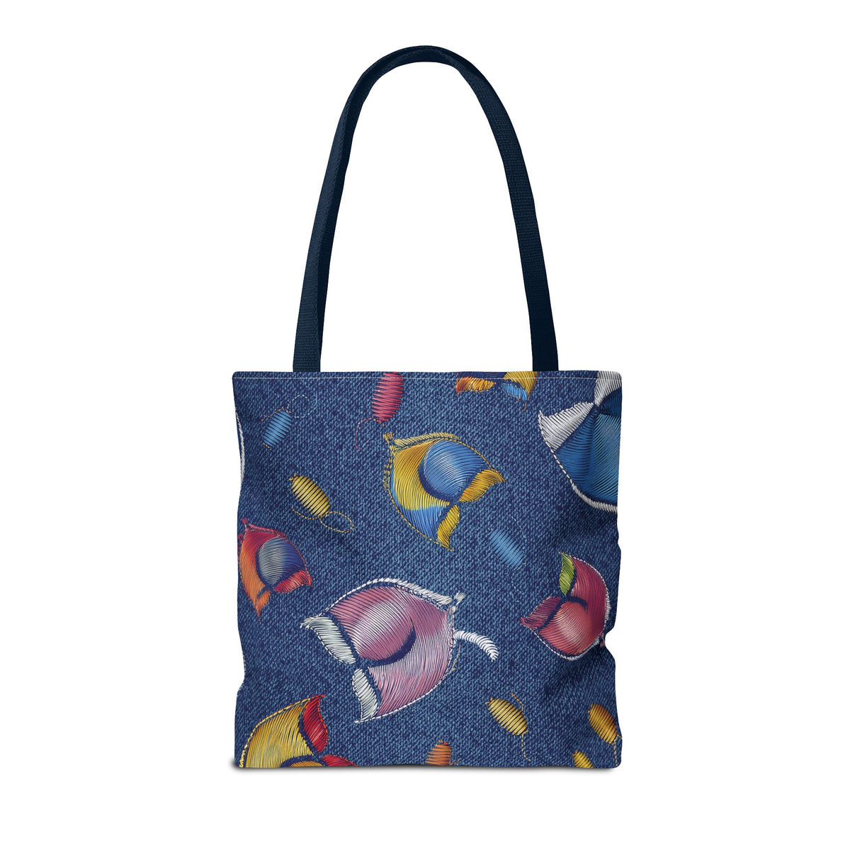 Denim Fabric Imitation Print Unisex Canvas Bag Poly Spun 3 Sizes Tote Bag 193-3