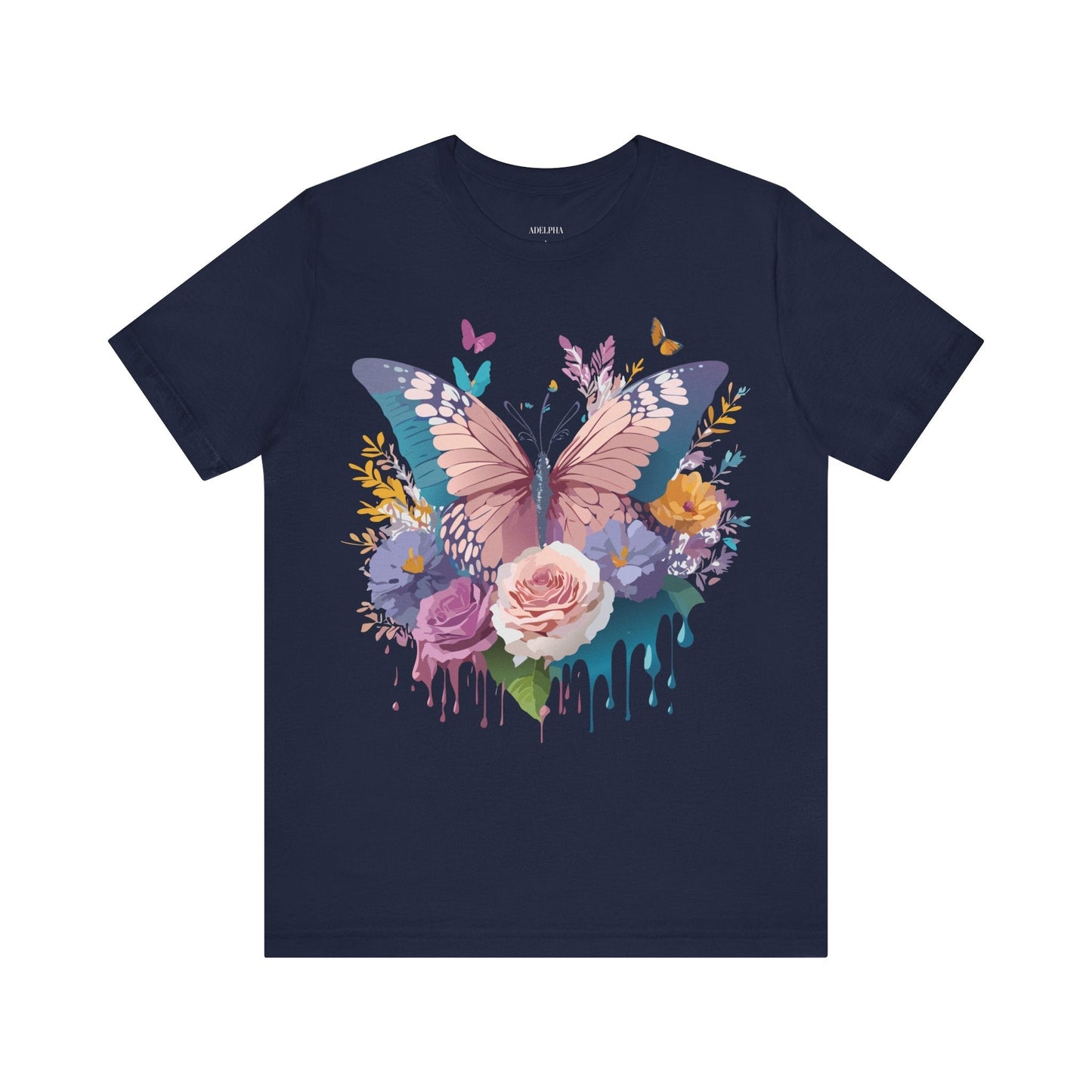 Butterfly Graphic Unisex 100 Cotton Lightweight Vintage Floral Design Jersey Tee 43
