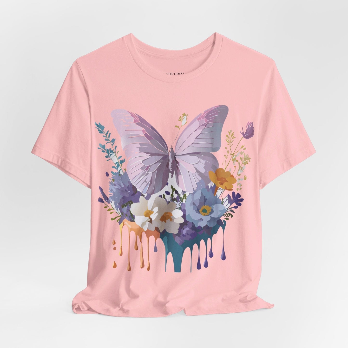 Butterfly Graphic Unisex 100 Cotton Lightweight Vintage Floral Design Jersey Tee 46