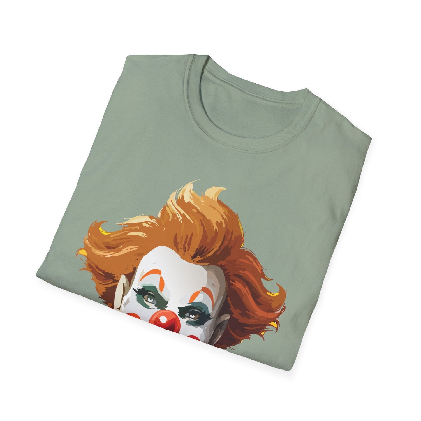 Clown Theme T Shirt Funny Man Circus Scary Man Unisex Gildan Softstyle Graphic Tee Everyday Wear