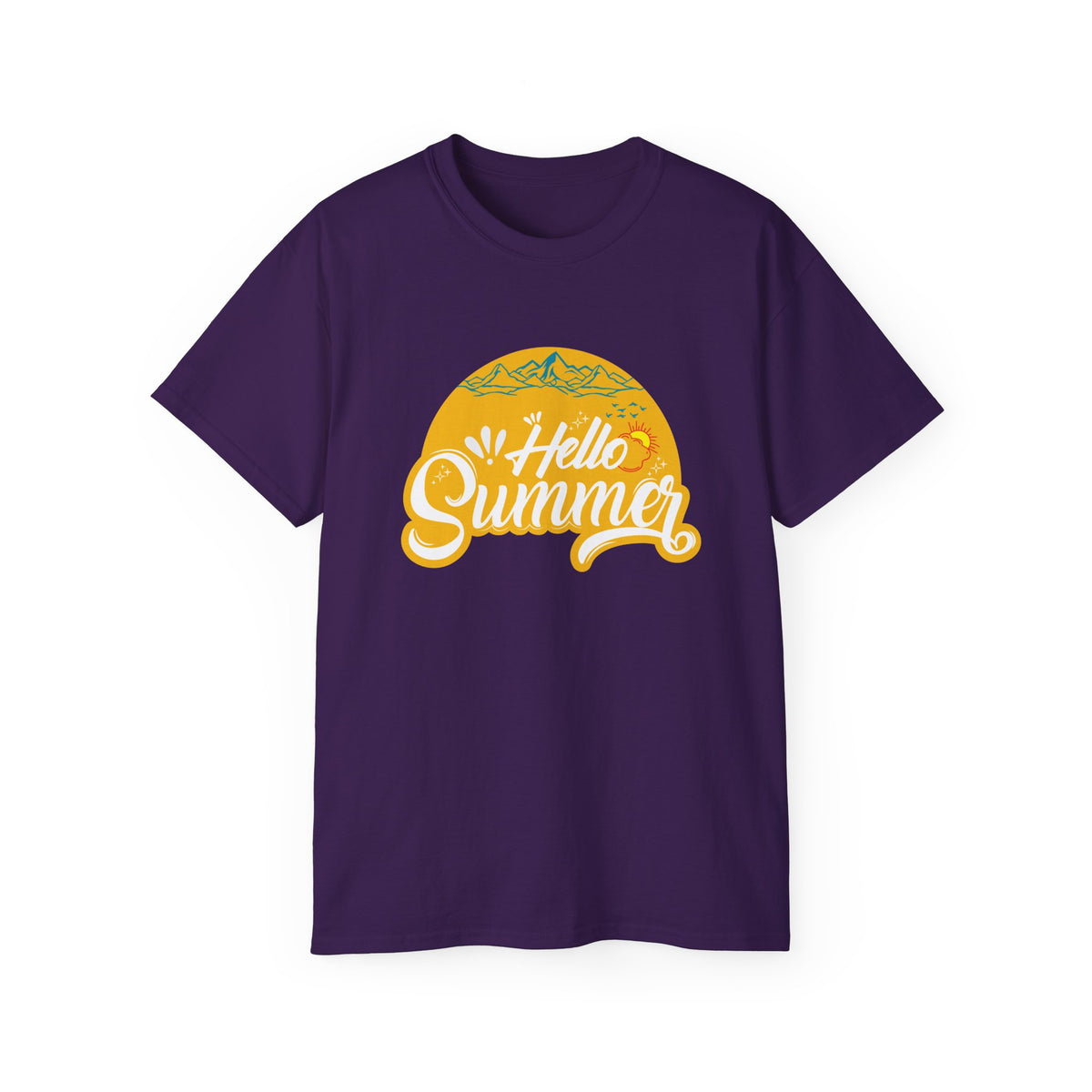 Hello Summer graphic Tee | Retro sun script design, black t-shirt