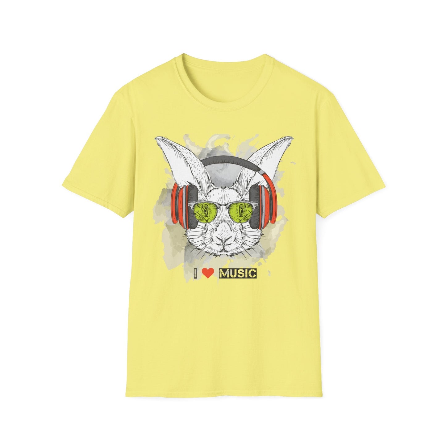 I Love Music Animals Shirt With Headphones Unisex Softstyle Tee 100 Percent Ring Spun Cotton