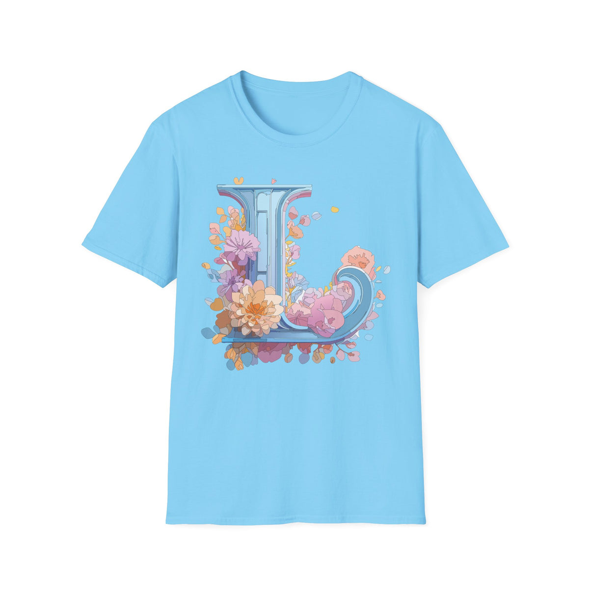 Floral Letter L T-Shirt | Monogram Initial Tee