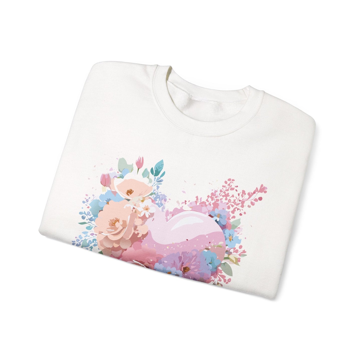 Floral Heart Sweatshirt Unisex Crewneck Valentines Day Floral Love Gildan 18000 Premium