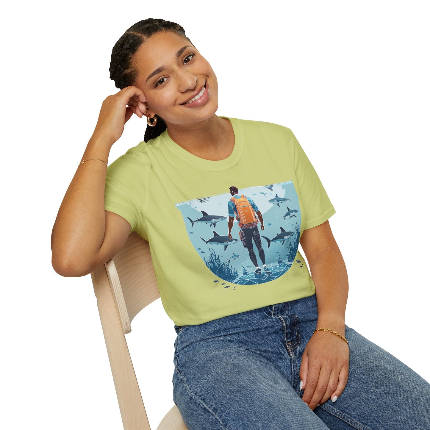 Ocean Tee Shirt Unisex Softstyle T Shirt With Ocean Art Design U Boat Theme Graphic Artwork Edition