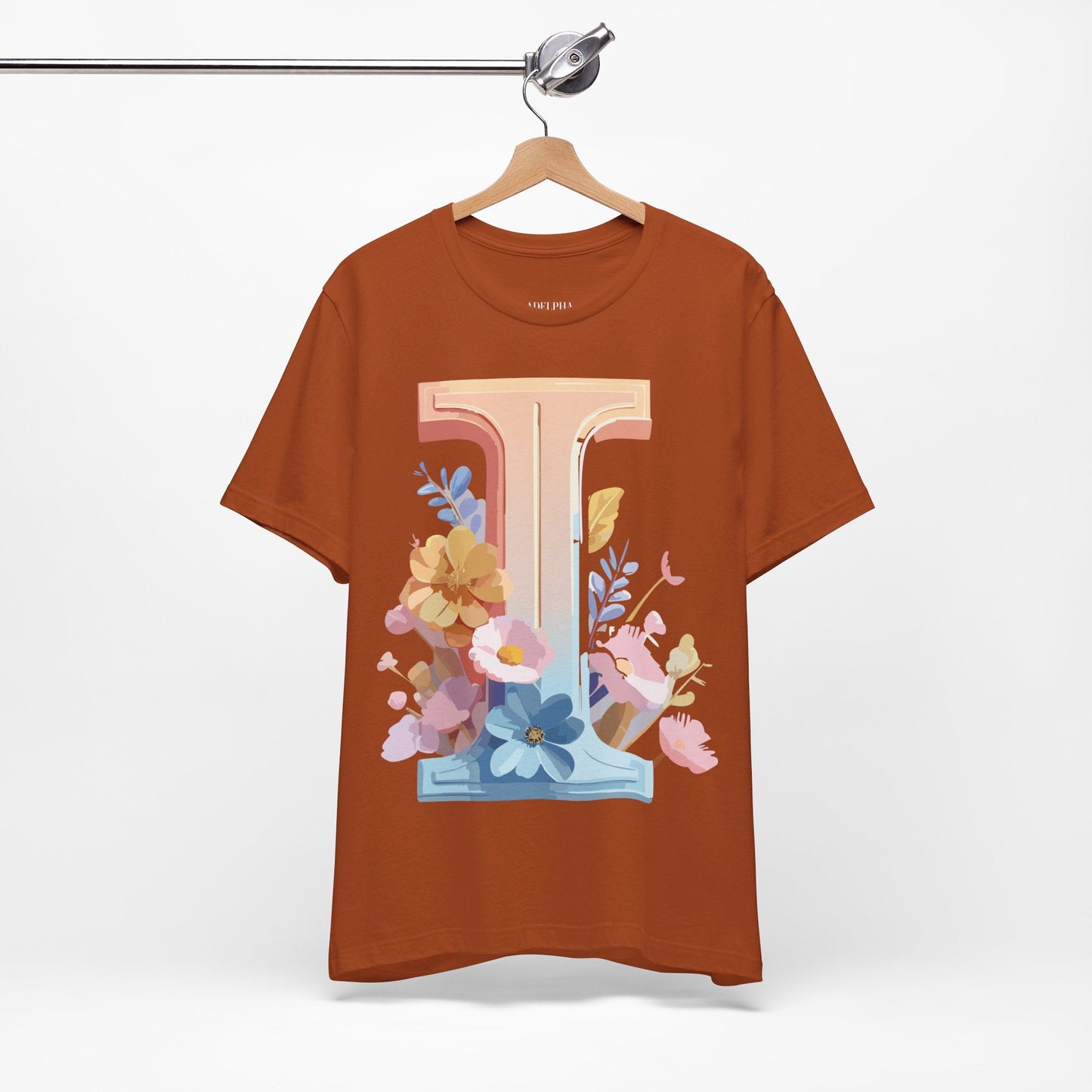 Letter I Shirt Graphic Tee Unisex Vintage Inspired Adelpha Art Design Short Sleeve Tee