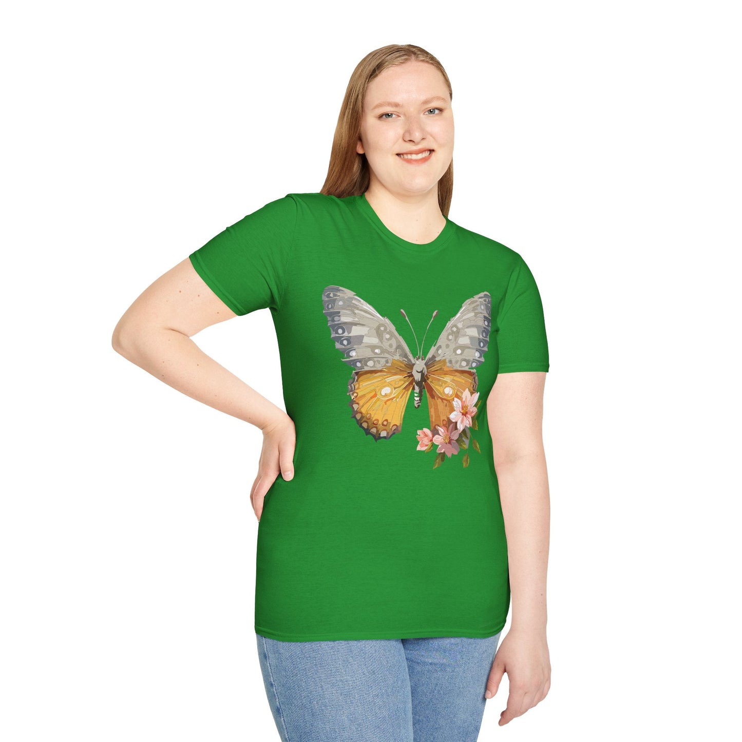Unisex Butterfly T Shirt Monarch Print Softstyle Cotton Tee Gildan 64000 Lightweight Comfort