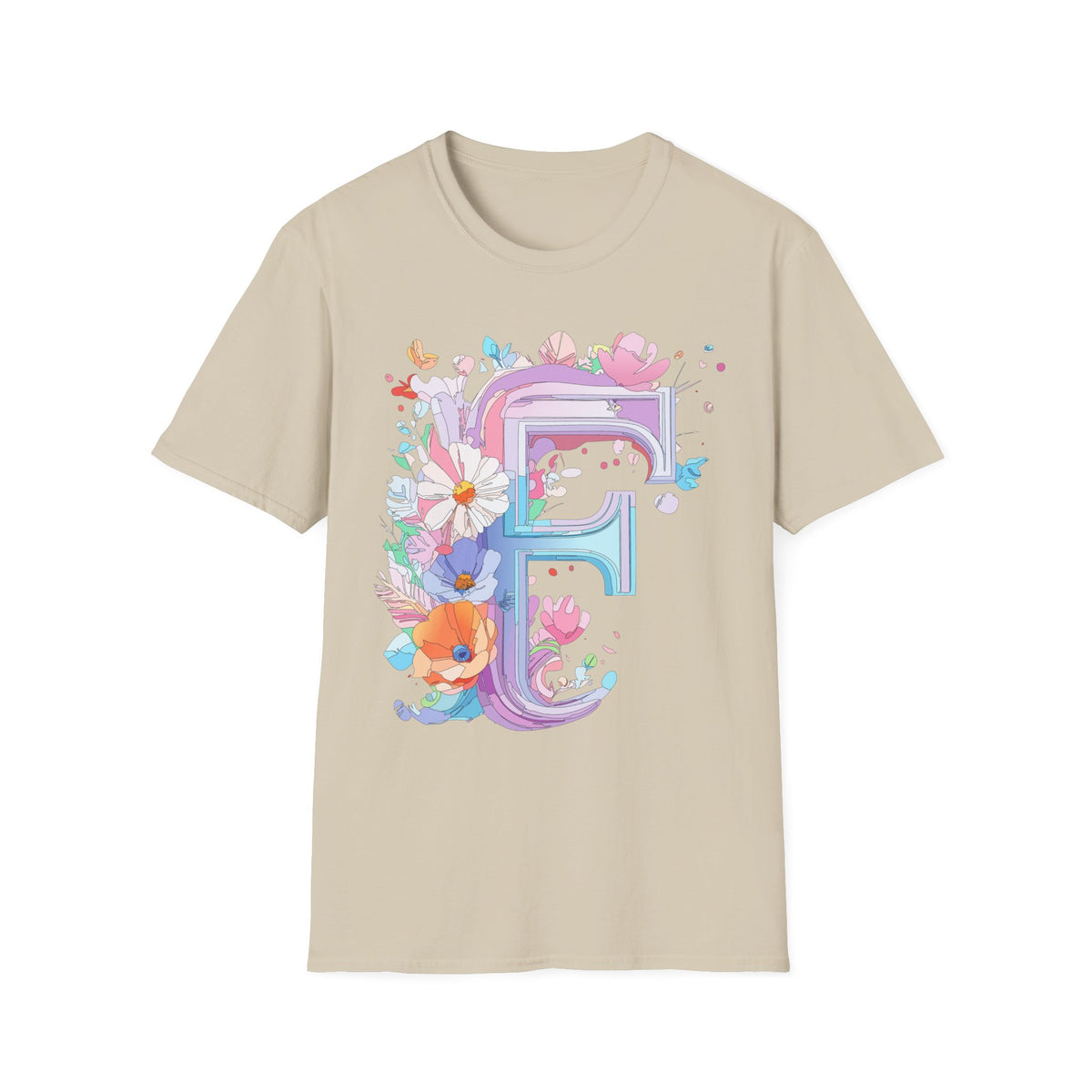 Floral Letter F T-Shirt | Watercolor Monogram Tee