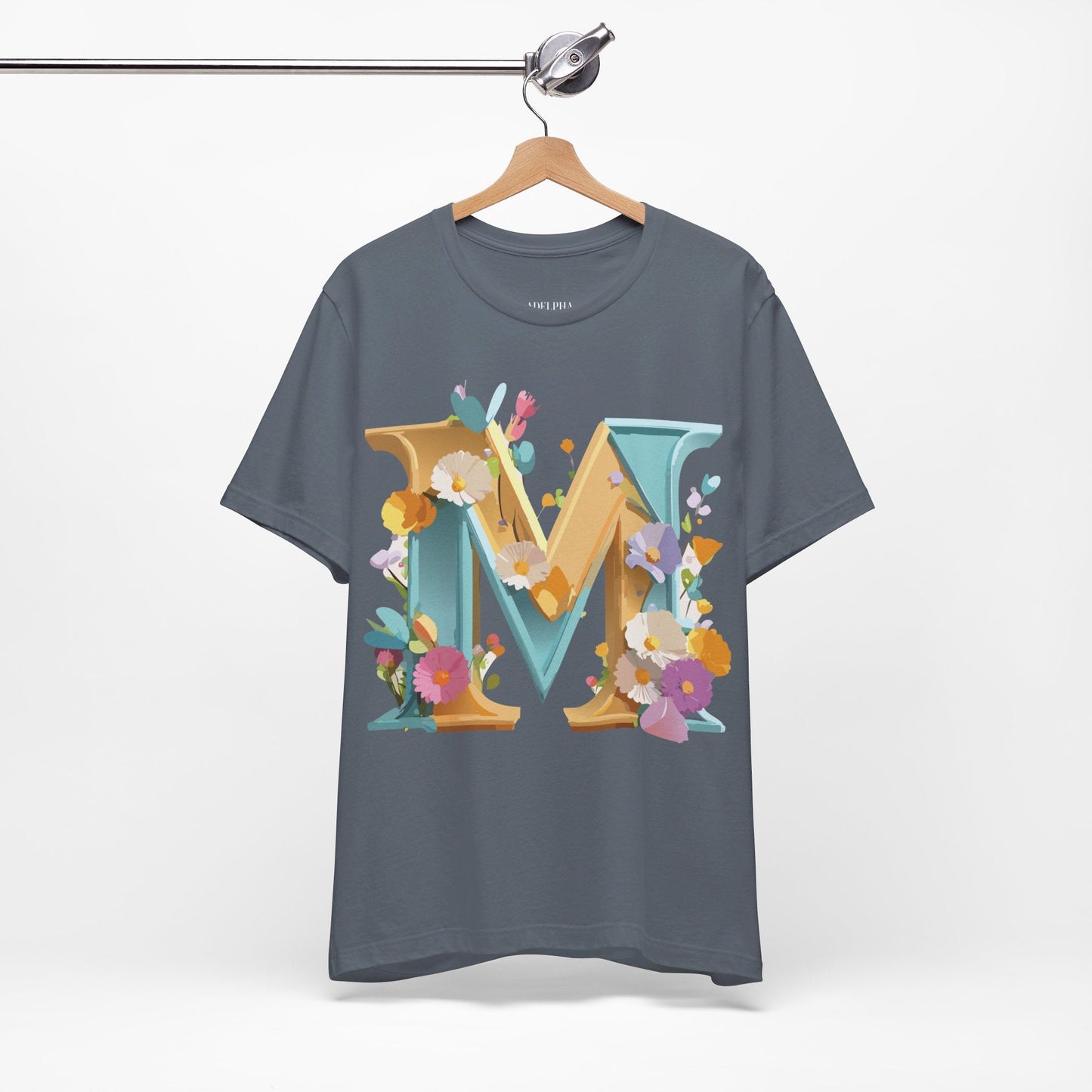 Letter M Shirt Unisex Graphic Tee From Adelpha Vintage Inspired Art Short Sleeve Jersey