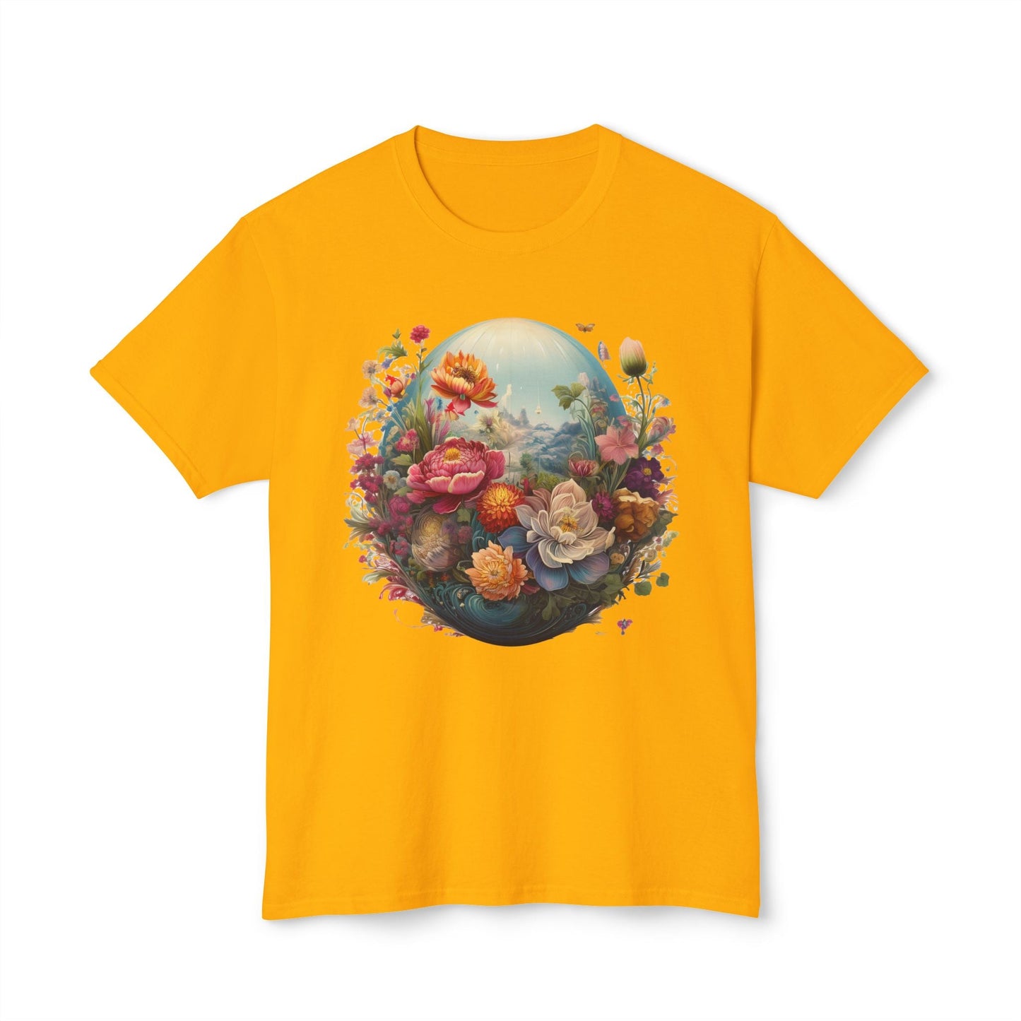 Unisex Floral T Shirt With Vintage Flower Art Print Cotton Tee For Men Women Everyday Wear