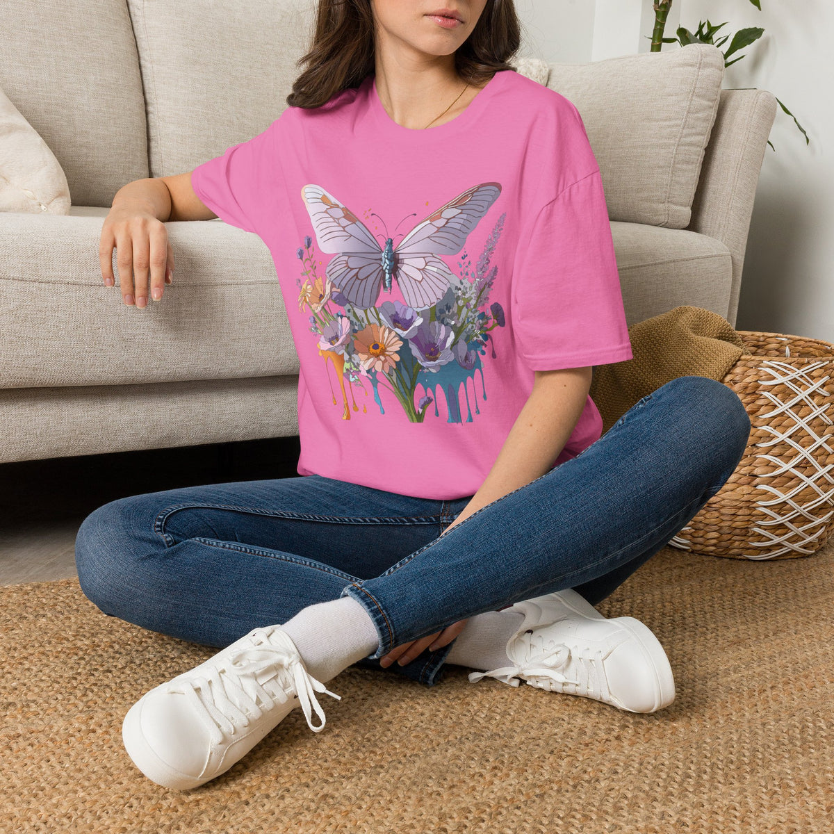Butterfly Floral T‑Shirt — Pastel Garden Wings Graphic Tee Unisex 100 Cotton Gildan T-Shirt