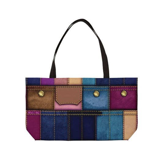 Denim Print Yoga Bag High-Quality 100% Spun Polyester 24x13 Canvas Gym Bag 35-2