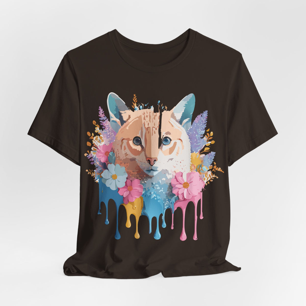 Cat Graphic Unisex Cotton Bella+Canvas Tee with Art Animal Design e104