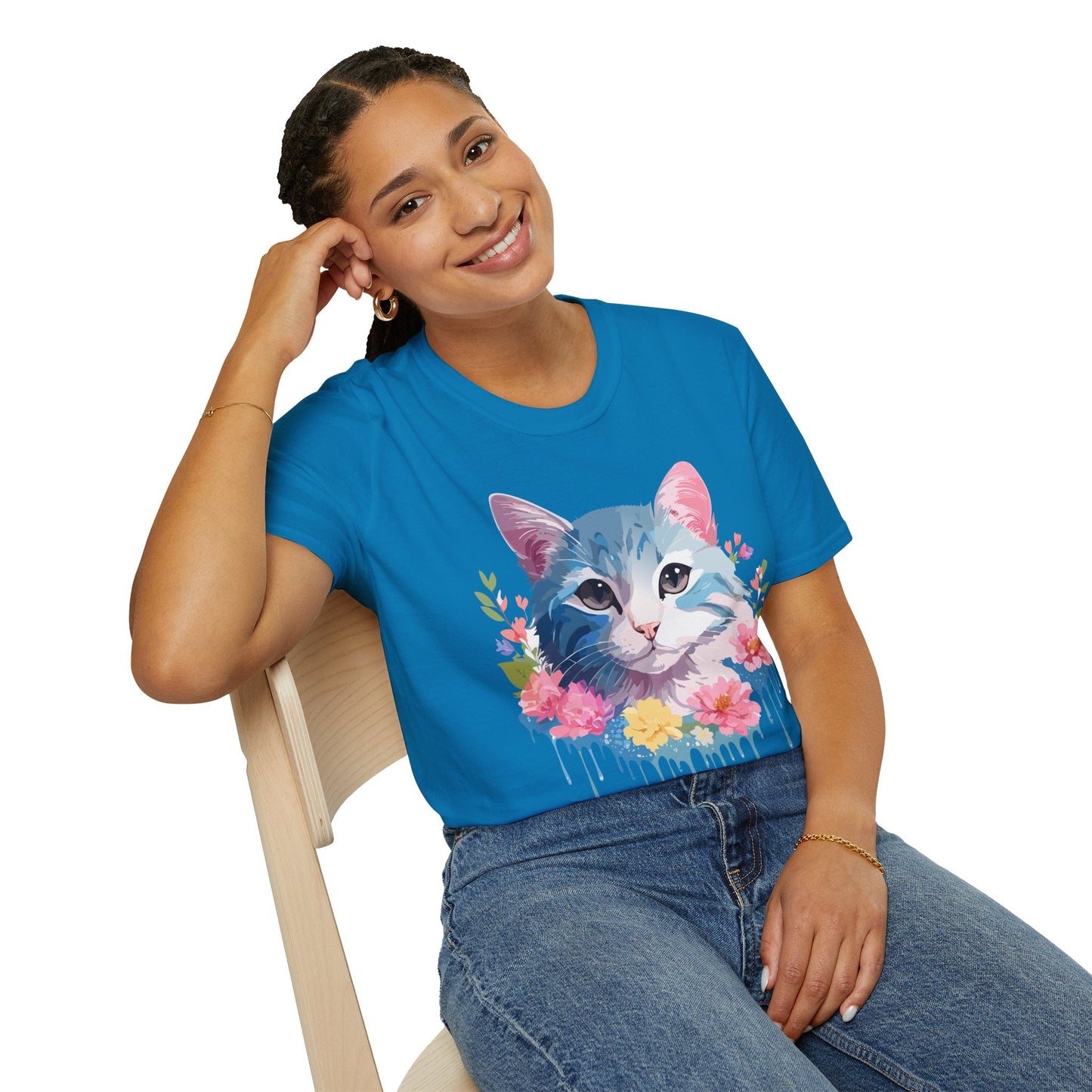 Cat Shirt Unisex Cat Tee Kitten Print Gildan Softstyle 64000