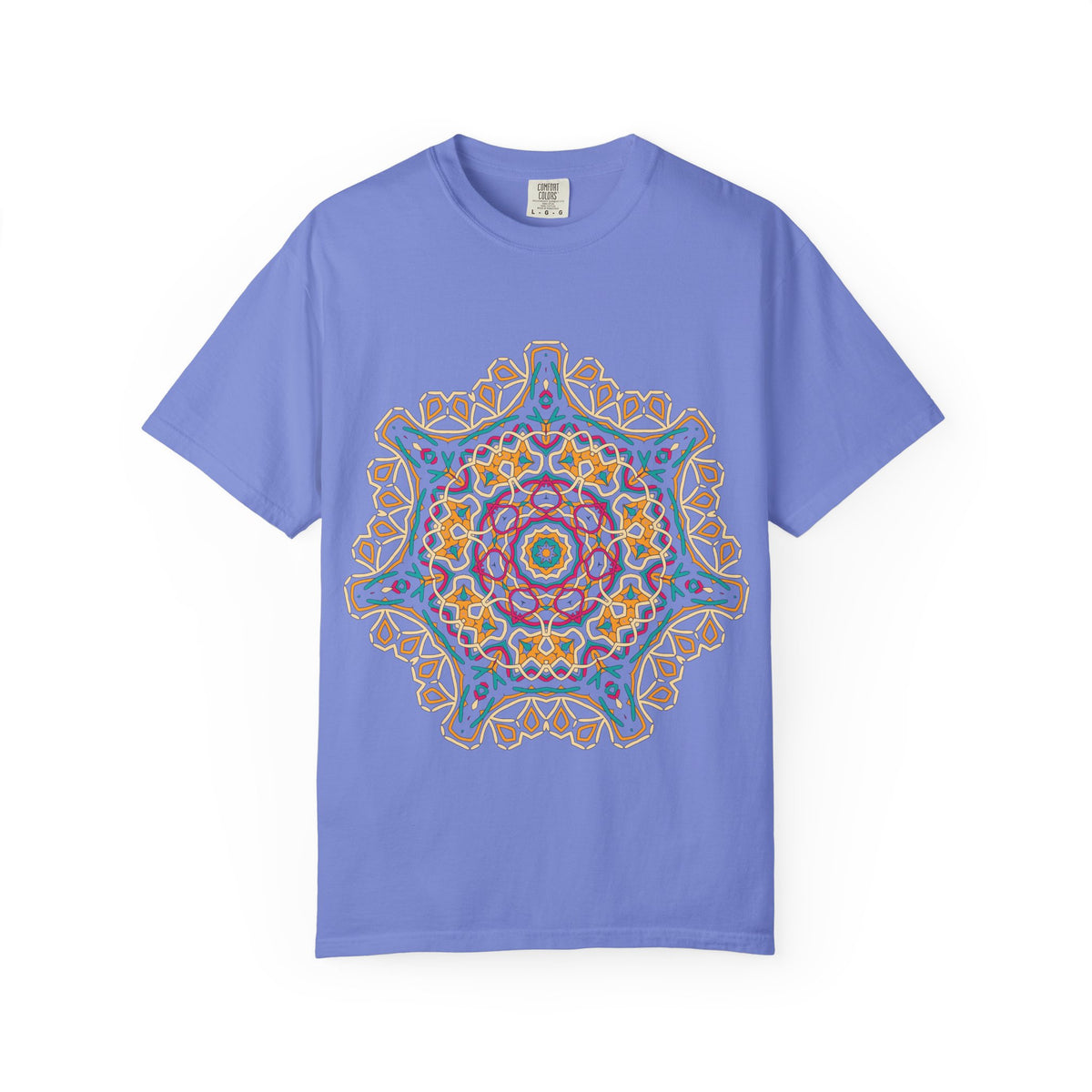 Unisex Garment Dyed Cotton T-Shirt with Mandala Graphic Design