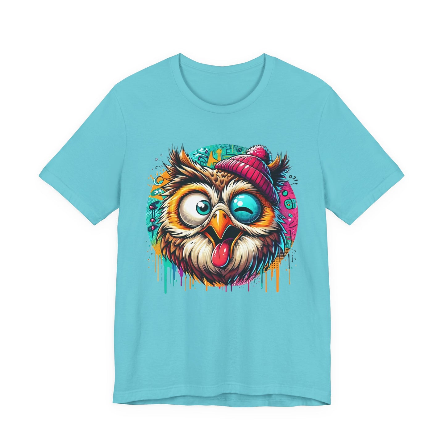 Colorful Owl Graphic Tee, Fun Owl Shirt, Funny Bird Shirt, Cute Cartoon Tees, Animal T-Shirt, Animal Tees, Art Design T-Shirt