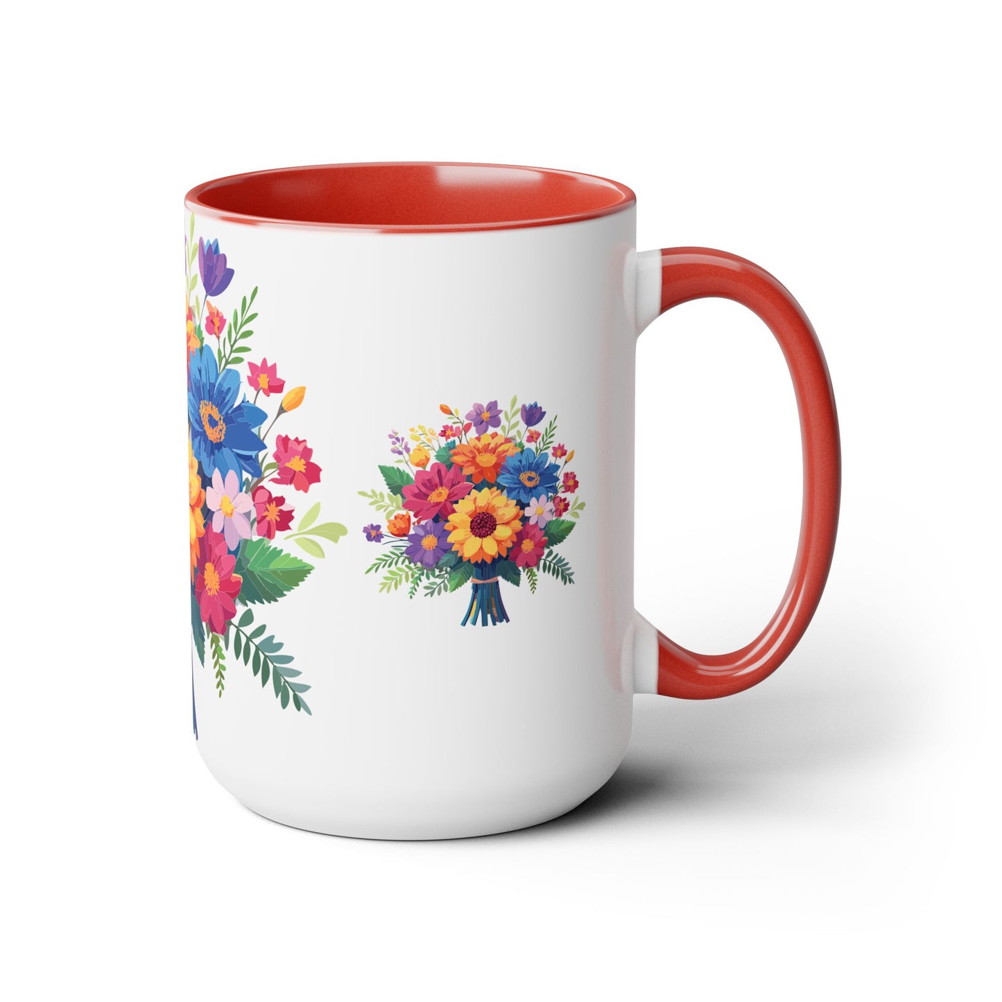 Taza de café de dos tonos con flores