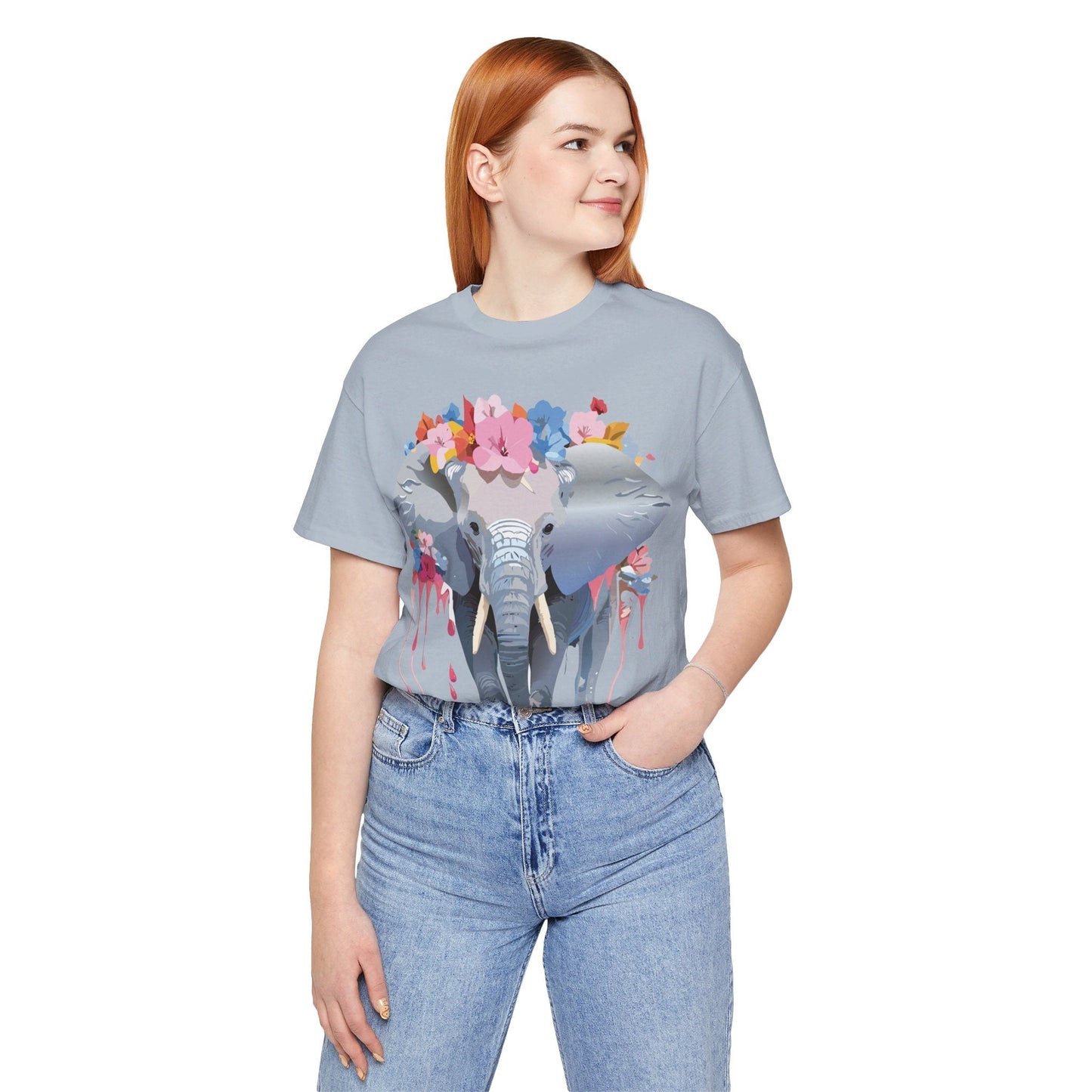Elephant Graphic Tee Unisex Short Sleeve Jersey With Vintage Inspired Adelpha Artwork