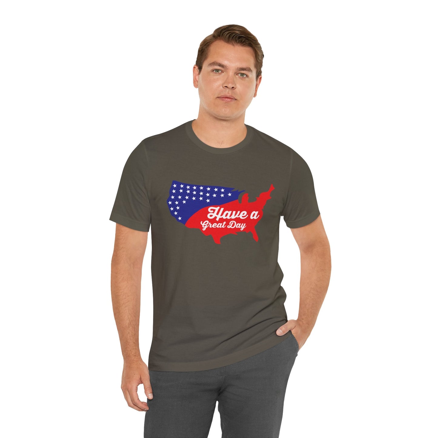 USA Map Patriotic Graphic Unisex Cotton T-Shirt 021