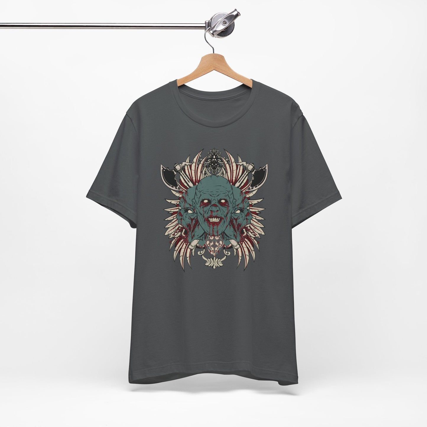 Zombie Skull Mandala T-Shirt Horror Graphic Tee, Gothic Skull Art-54-2