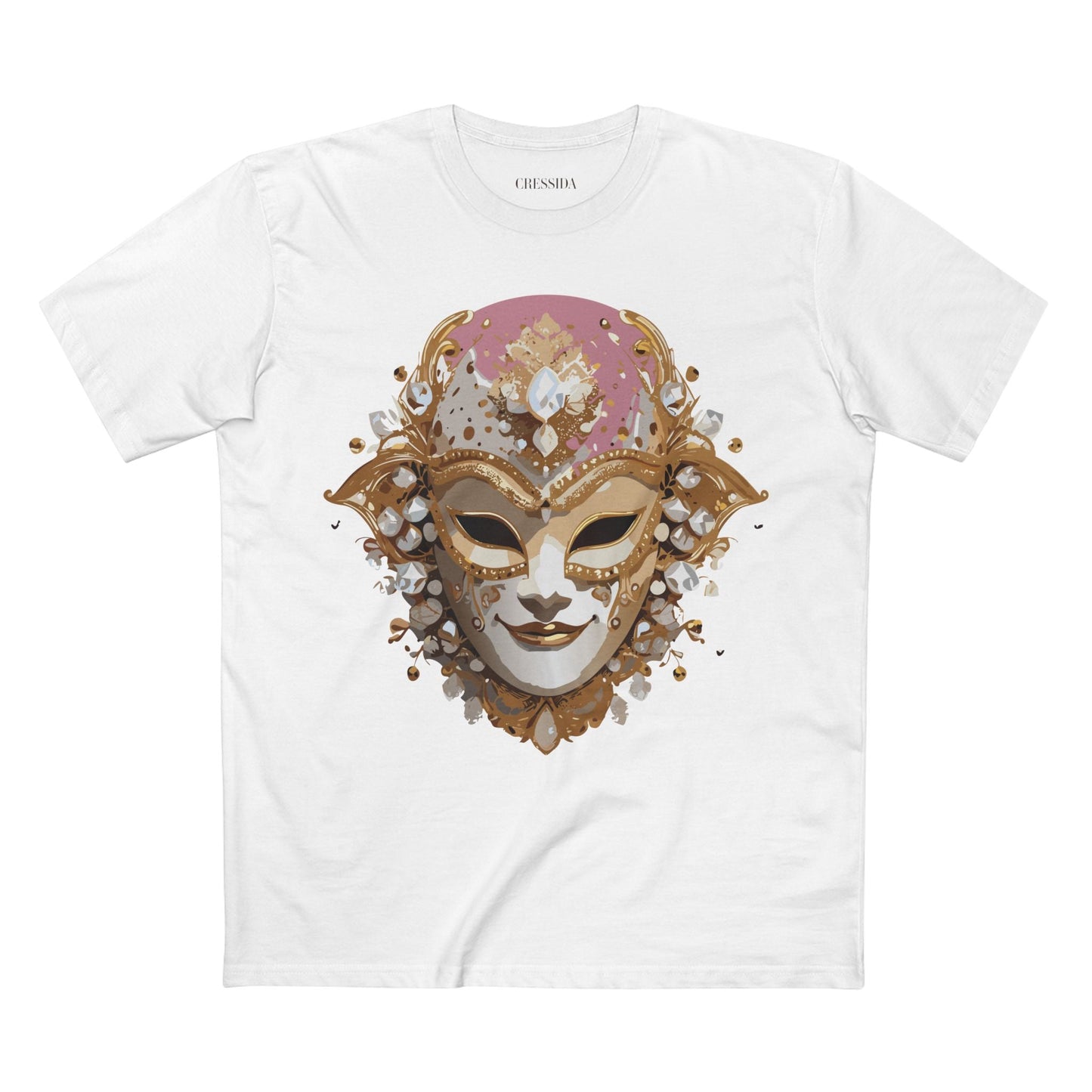 Carnival Mask Graphic T-Shirt Unisex 100 Cotton With Antique Gold Art Design Tee 19
