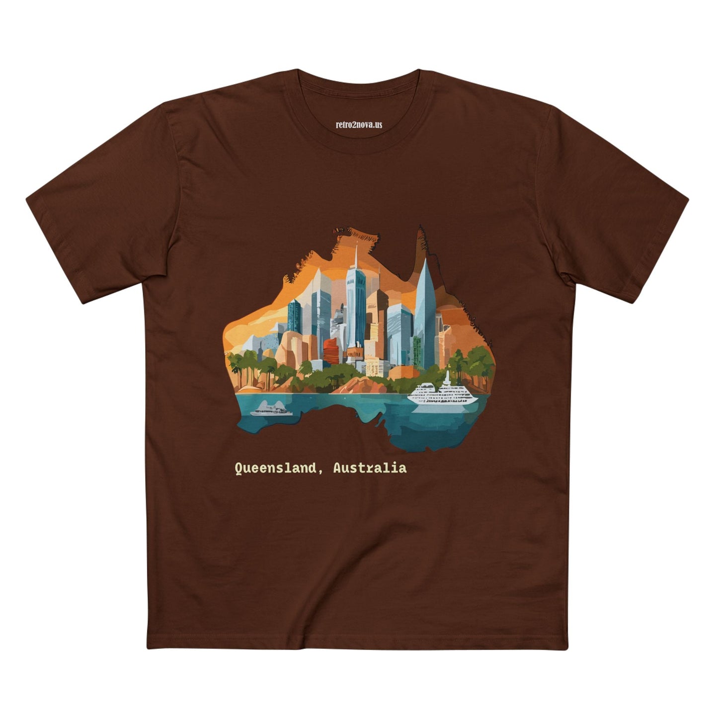Retro2Nova Australia Travel Shirt Unisex Premium Cotton Tee With Original Art Design