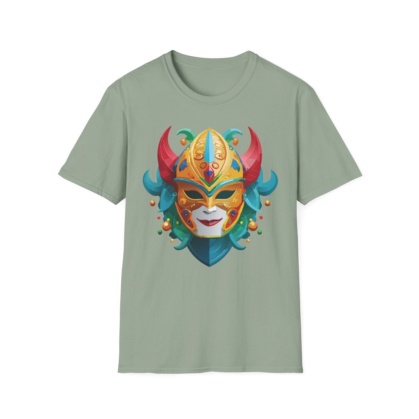 Unisex Mask Tee Shirt Softstyle Gildan 64000 Cotton Tee Masquerade Design Artwork