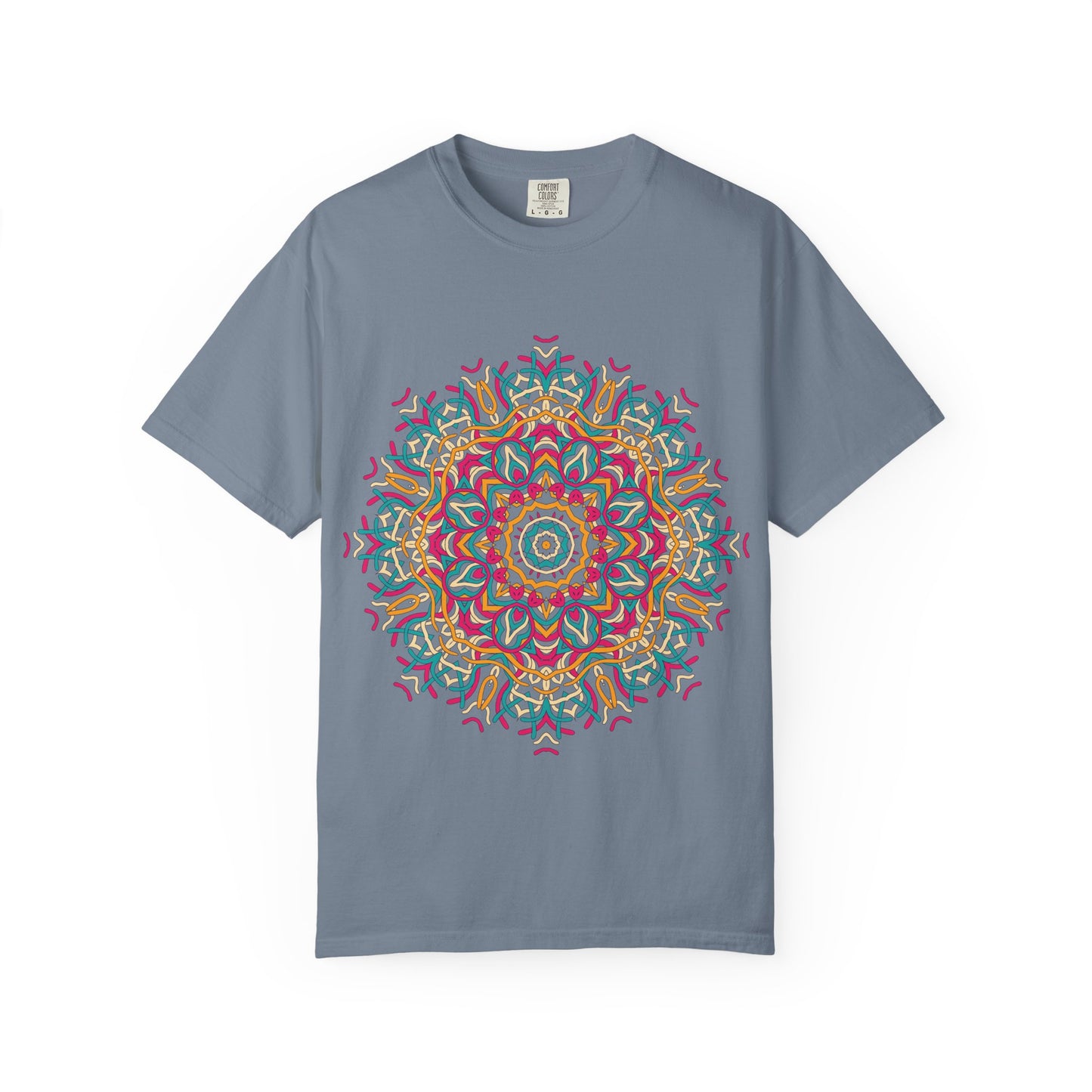 Unisex Garment Dyed Cotton T-Shirt with Mandala Graphic Design