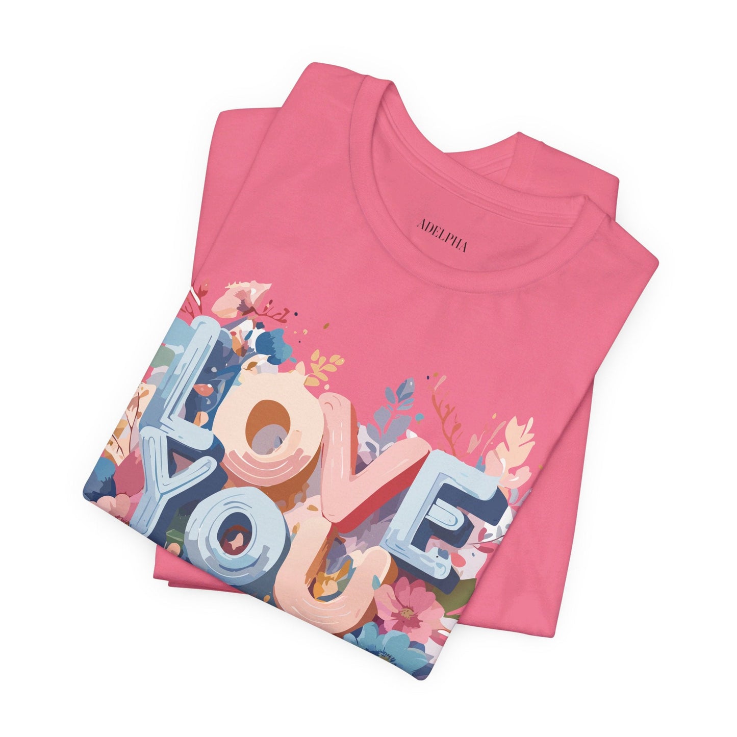 Valentine Day Graphic Unisex 100 Cotton Vintage Artwork with Love and Flower Design Tee 41