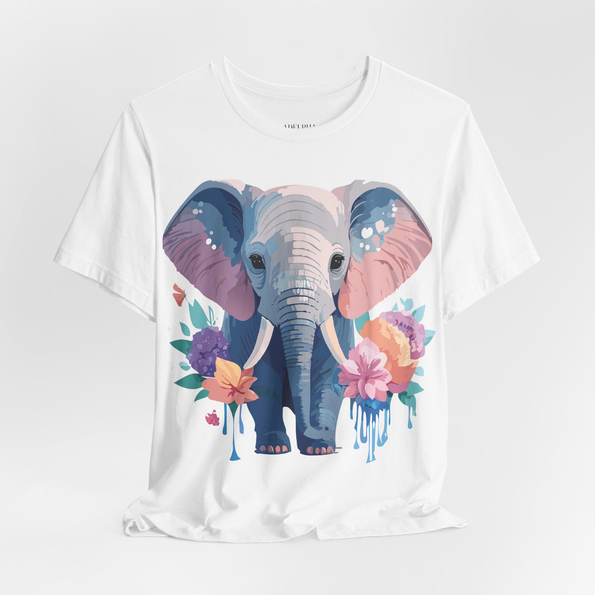 Elephant Graphic Unisex Cotton Bella+Canvas Tee with Art Animal Design e129