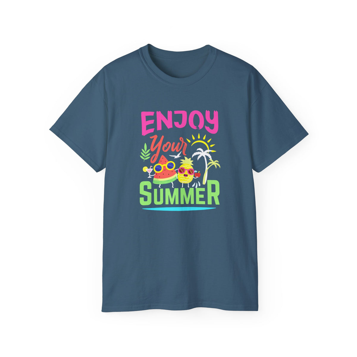 Enjoy Your Summer Tee | Tropical Pineapple Palm Tree Beach Shirt