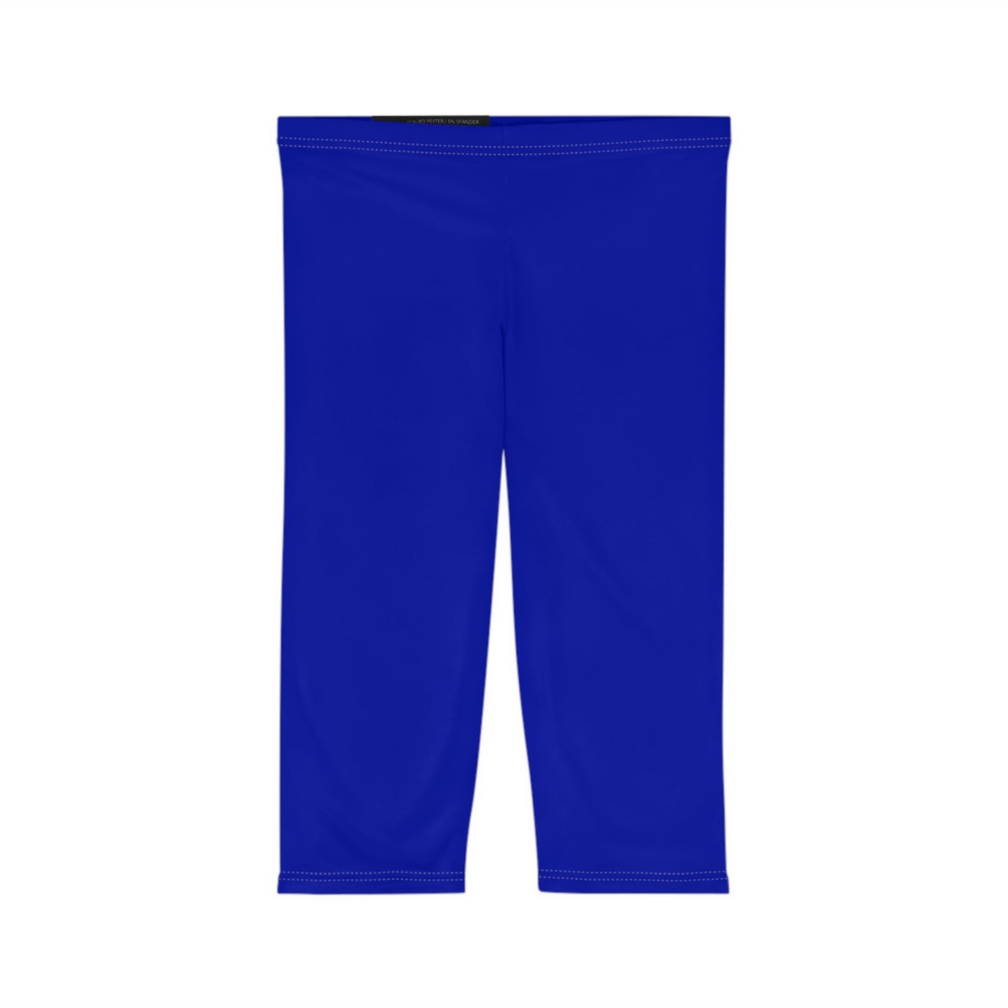 Vivid Royal Blue Color Women's Brushed Suede Poly Span Casual Capri Leggings XS-2XL