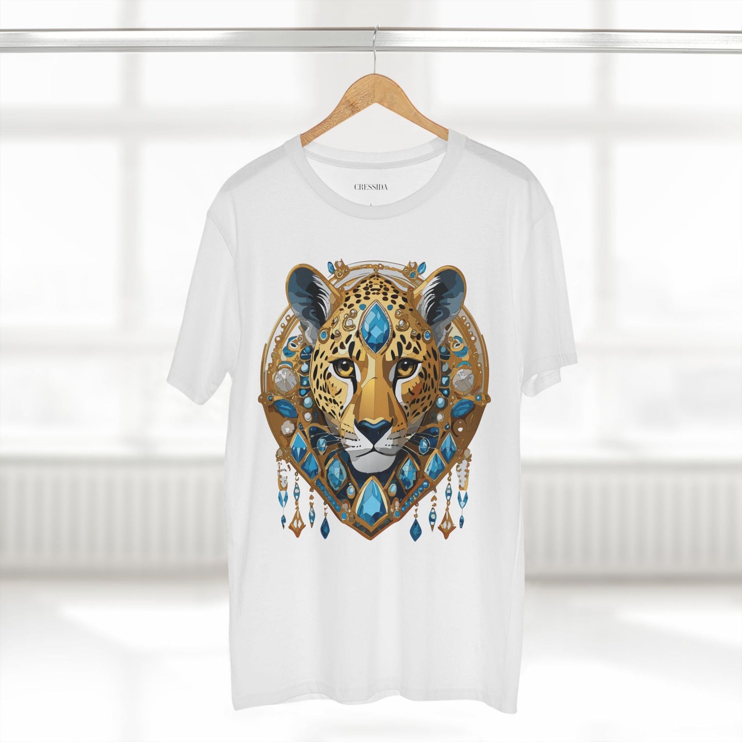 Cheetah Graphic Unisex 100 Cotton Tee With Unique Animal Golden Medallion Art Design 45