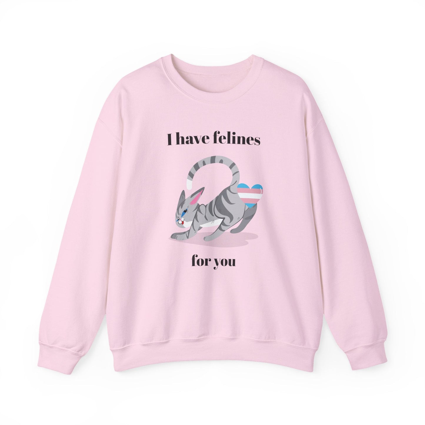 Cat Heart Sweatshirt Unisex Valentine Design 50 50 Cotton Poly Gildan 18000 Crewneck