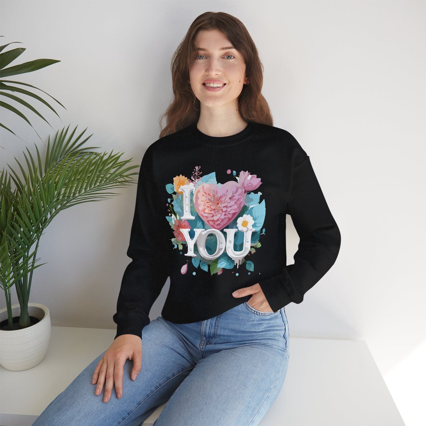 Floral Love Sweatshirt Unisex Valentines Day Gift 50 50 Cotton Polyester Crewneck