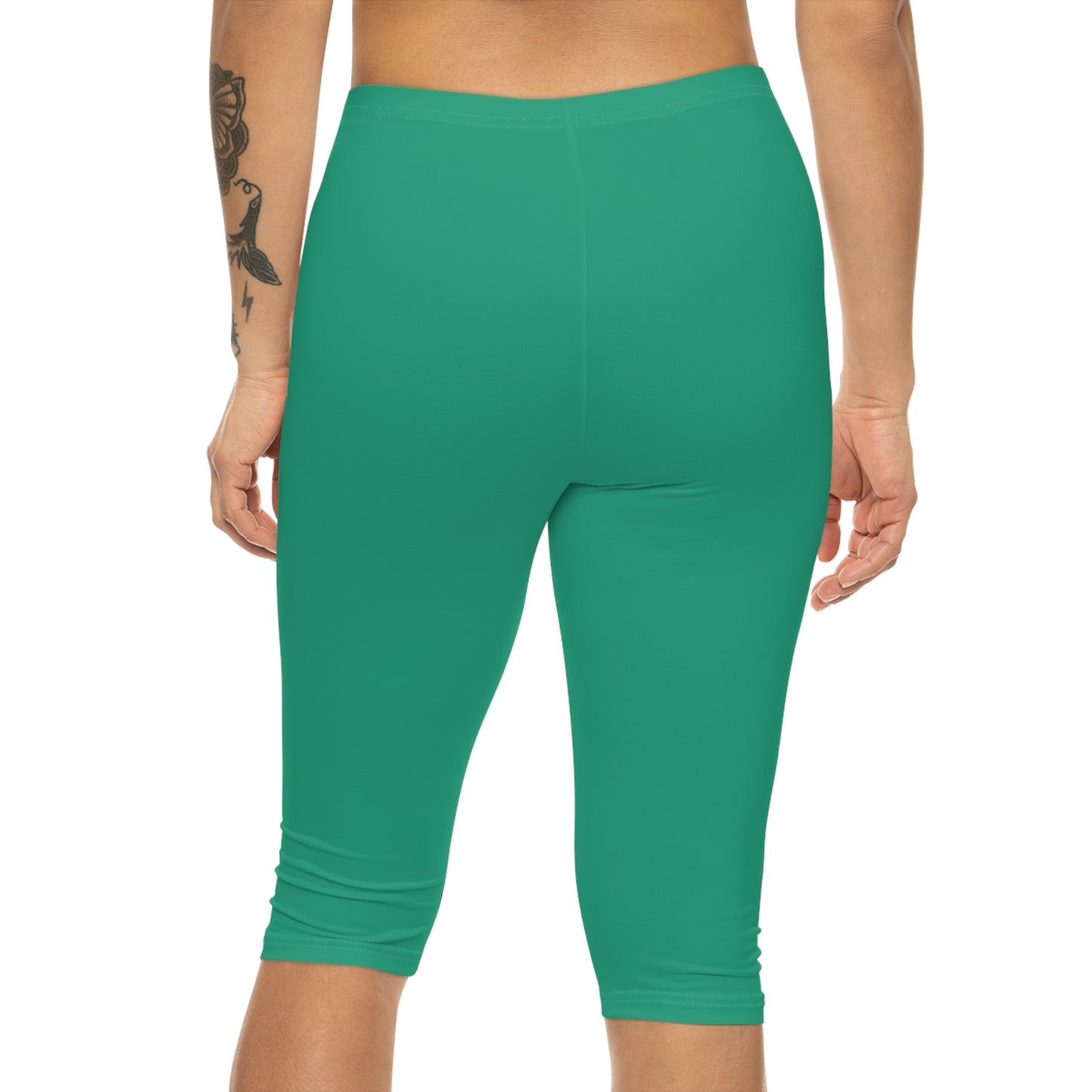 Seaweed Color Women's Brushed Suede Poly Span Casual Capri Leggings XS-2XL