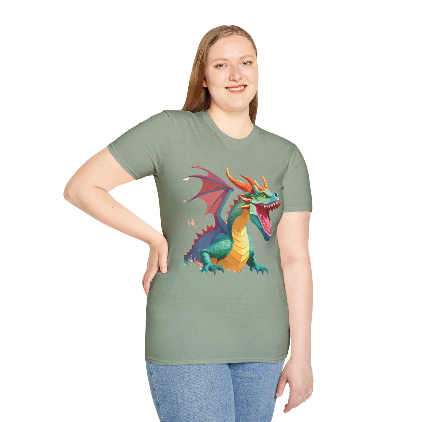 Dragon Graphic T Shirt Unisex Softstyle Cotton Tee Dragon Art Shirt For Men Women