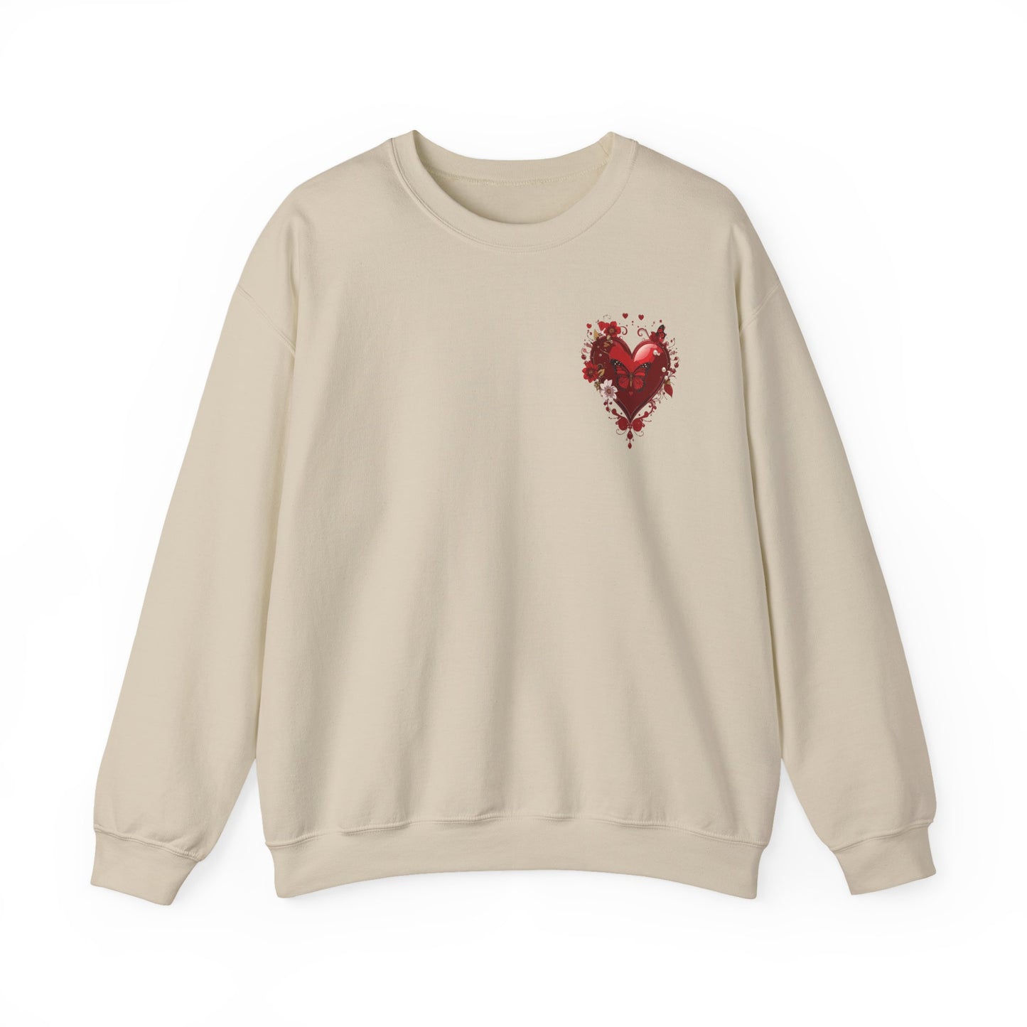 Small Red Heart Sweatshirt, Floral Red Heart Sweatshirt, Floral Love Sweatshirt, Valentine's Day Sweatshirt, Heart Floral Sweatshirt 104