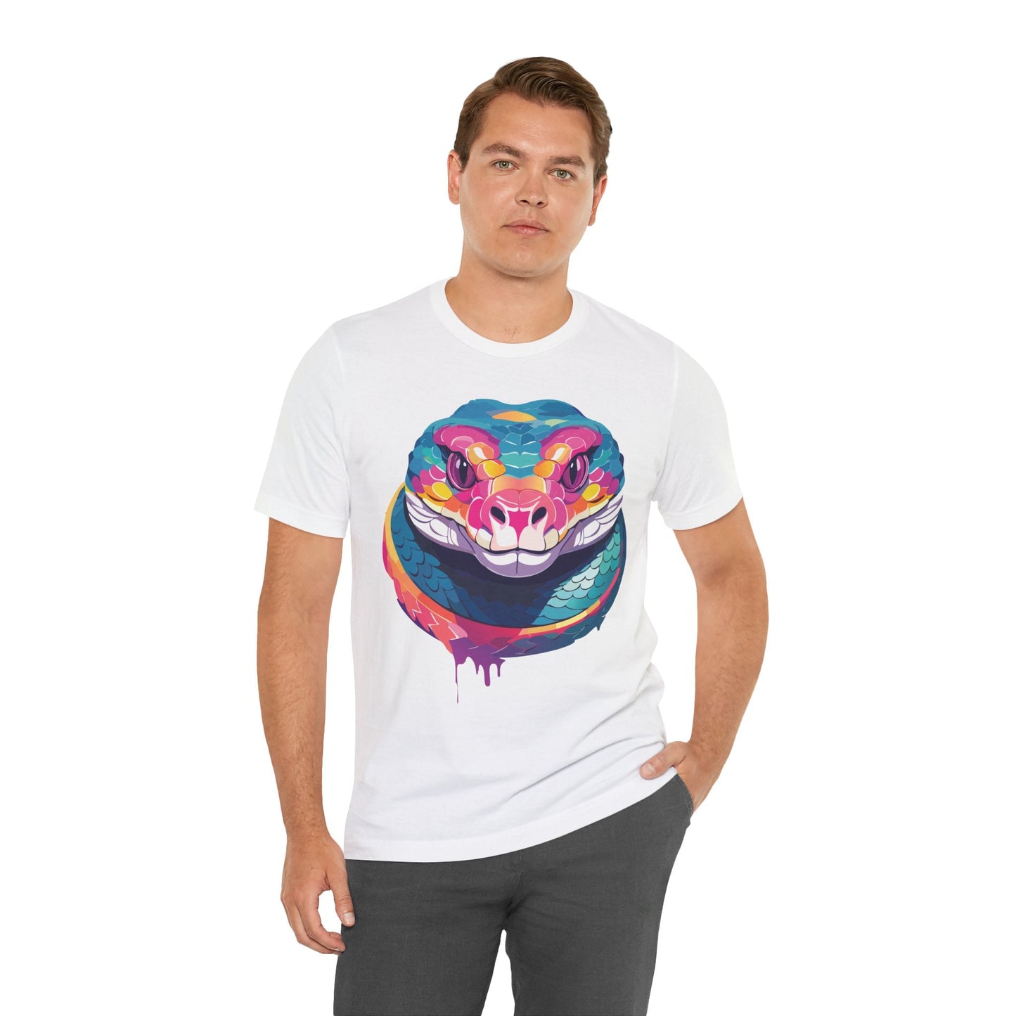 Unisex Animal Tee Shirt With Art Design, Wild Animals Short Sleeve Graphic Tee For Everyday Wear