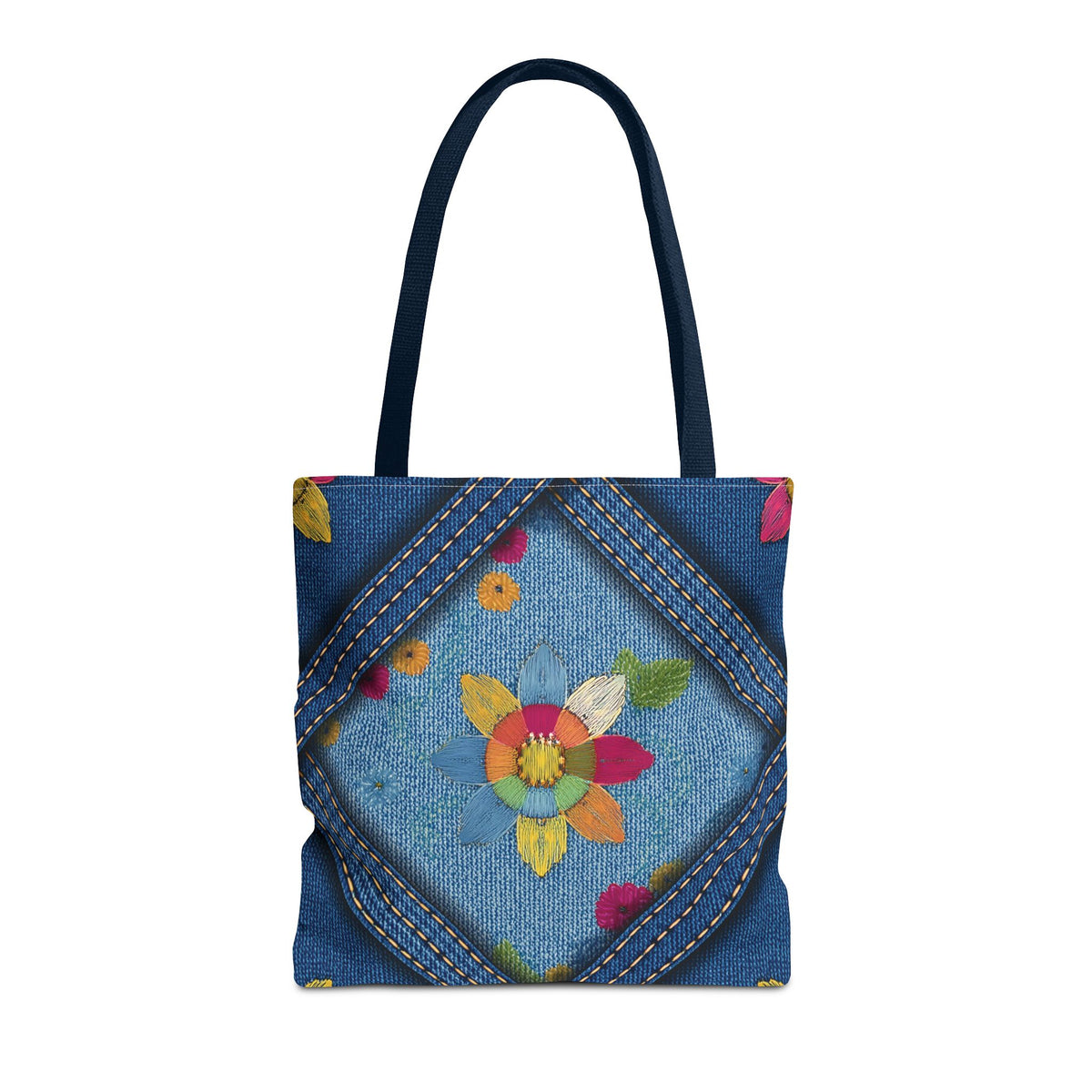 Denim Fabric Imitation Print Unisex Canvas Bag Poly Spun 3 Sizes Tote Bag 161