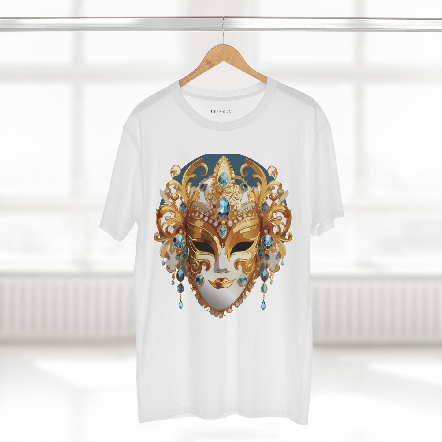 Carnival Mask Graphic T-Shirt Unisex 100 Cotton With Antique Gold Art Design Tee 12